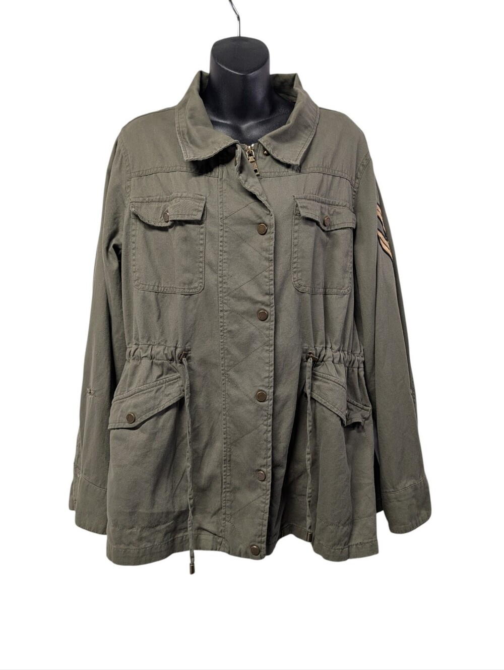 Madden NYC Olive Green Utility Jacket XL Drawstring Waist Cargo Pockets Roll Up